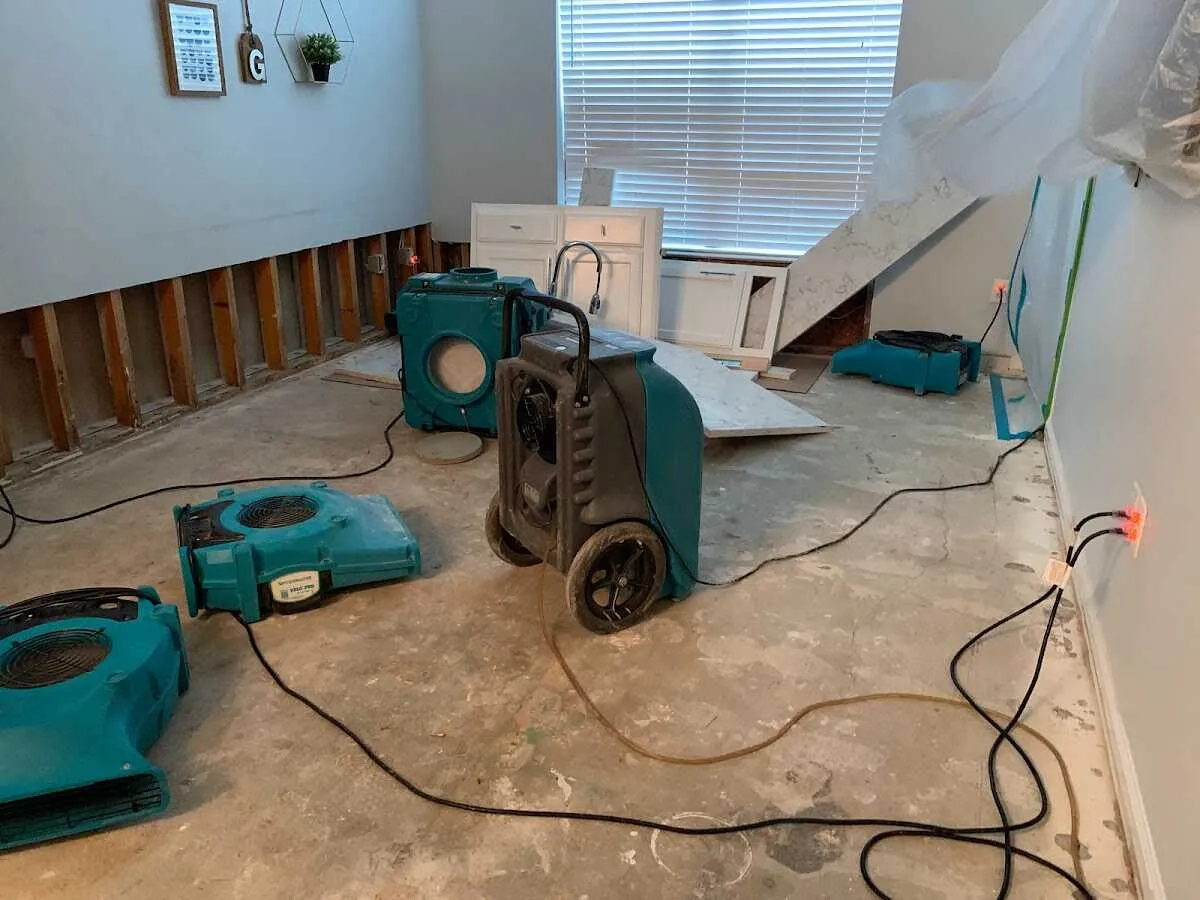 Dehumidifier in flood-cut room for Water Damage Restoration in Oak Lawn